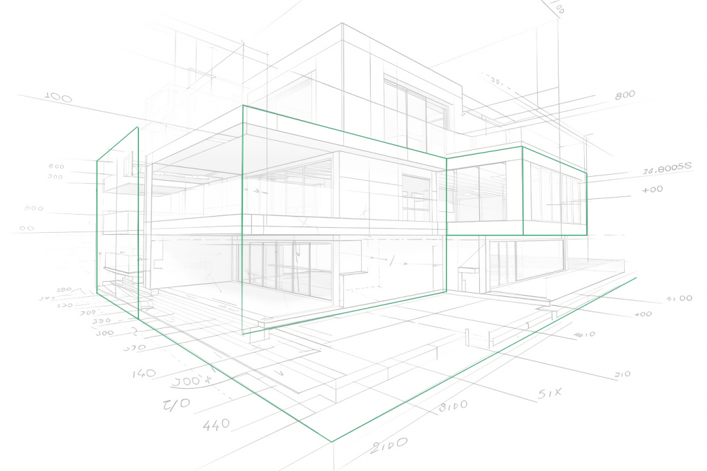 laser illustration of a modern house